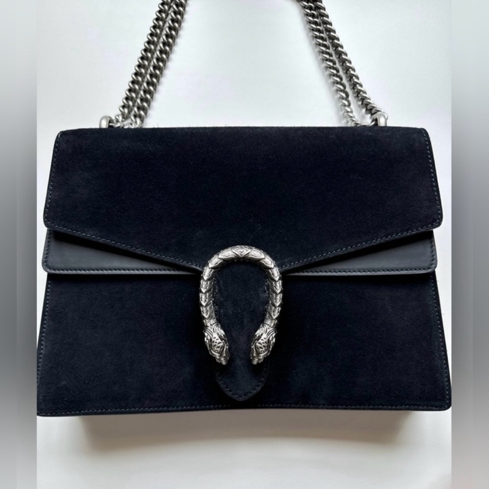 *EUC* GUCCI BLACK SUEDE AND LEATHER DIONYSUS MEDIUM SHOULDER BAG